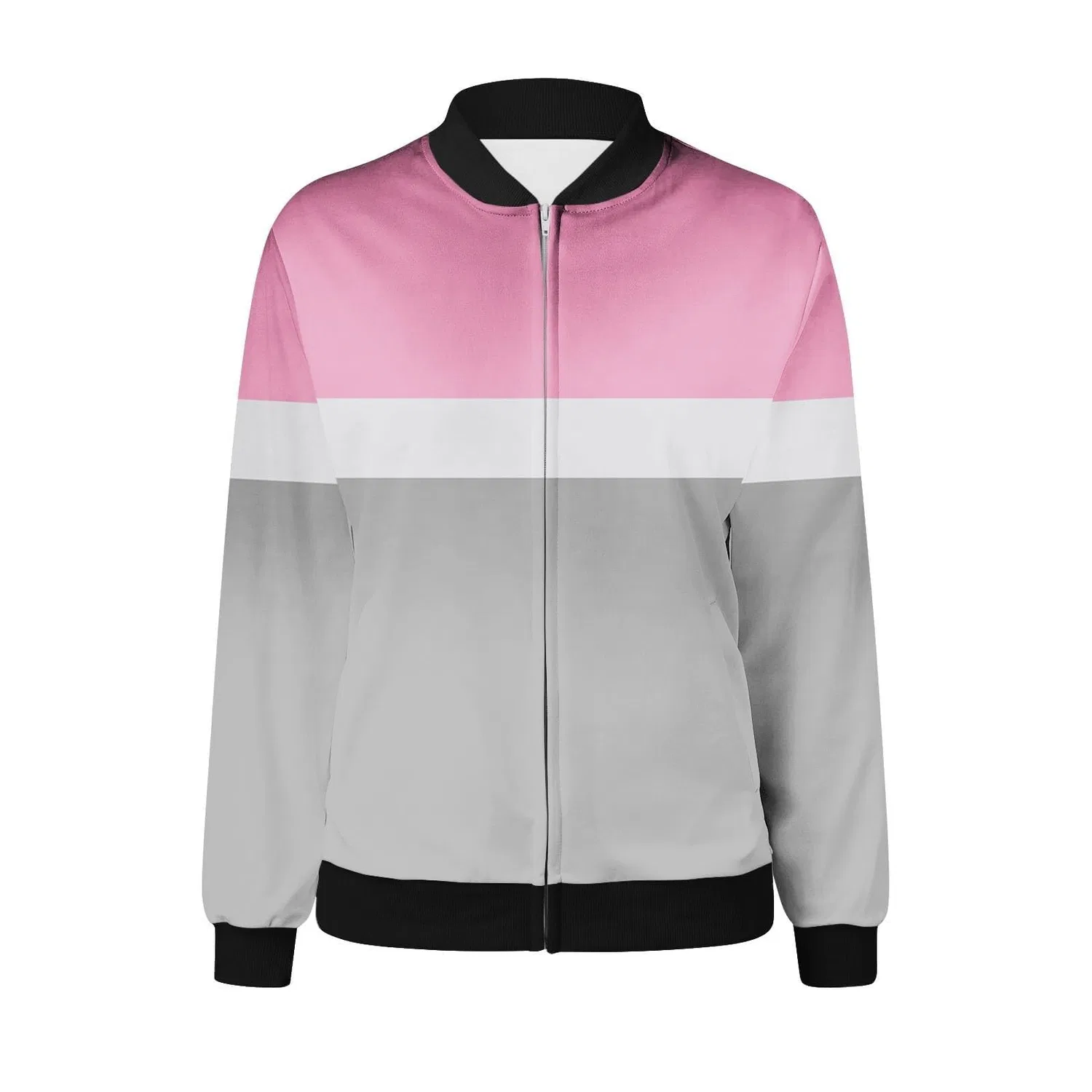 Женская куртка oversize с принтом Women's Oversized Bomber Jacket with Zip Two-Tone Patchwork Pilot Jacket Long Sleeve Softshell Jacket Aviator Jacket Casual Jacket, Colore: rosa — фото 4