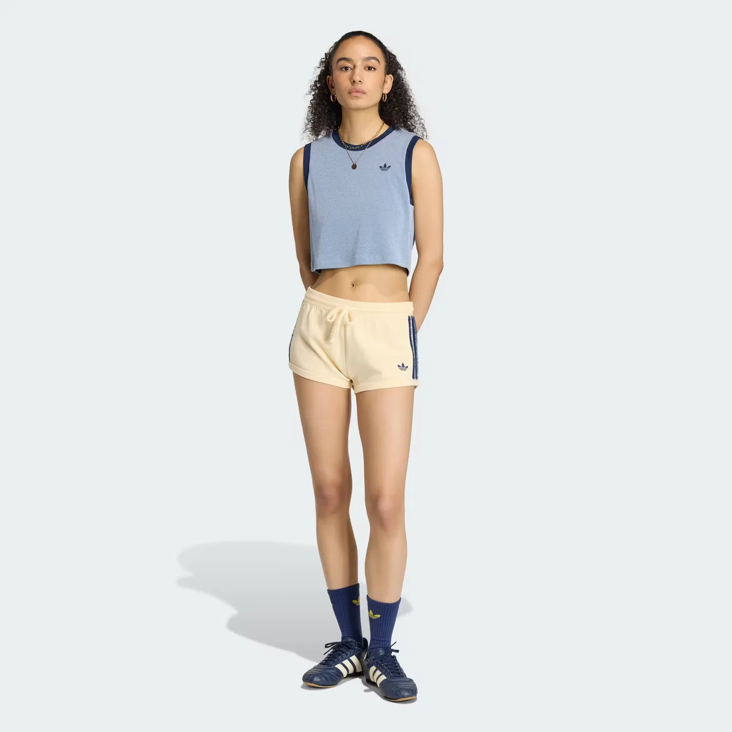 Женская рубчатая майка с тонкими полосками Heather Tank Adidas Originals, Night Indigo/Blue Dawn — фото 3