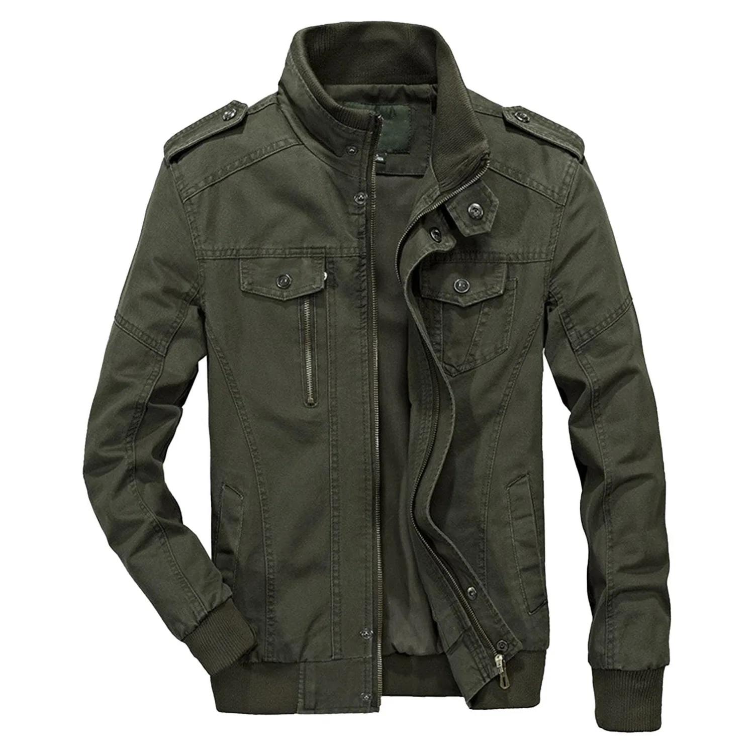 Мужская куртка из легкого хлопка с принтом Military Jacket, army green