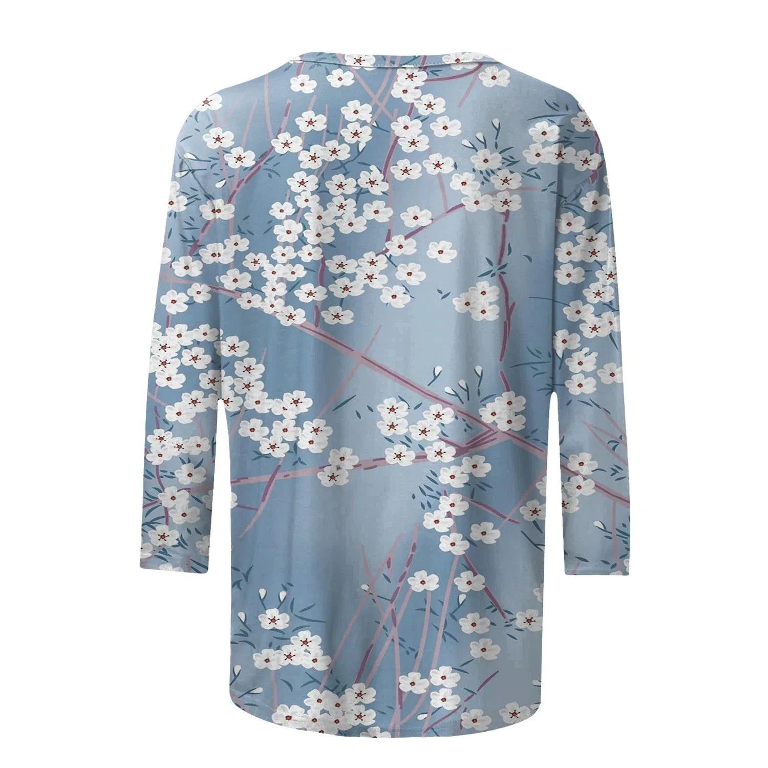 Женская футболка с принтом Plus Size T-Shirts 3/4 Sleeves, Blue #5 — фото 4