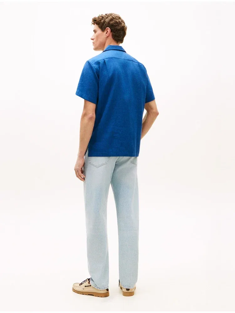 Рубашка с коротким рукавом из льна, Regula fit TOMMY HILFIGER, Royal Blue — фото 3