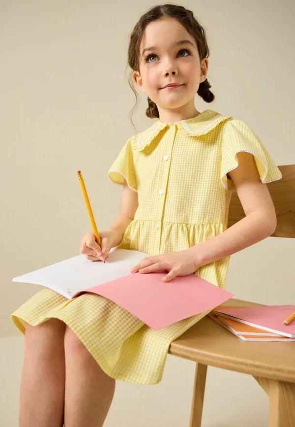 Платье рубашечного кроя в клетку Shirt dress Next, yellow, желтый — фото 3