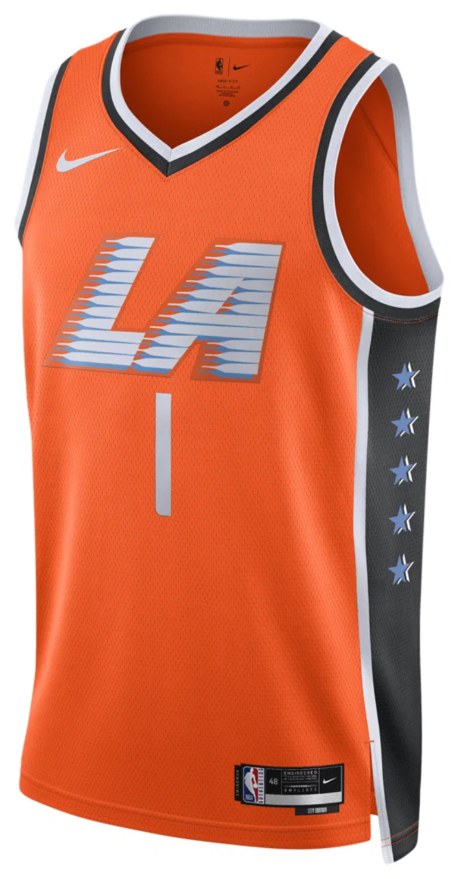Мужская баскетбольная майка Clippers City Edition Swingman Nike, цвет Orange/Multi