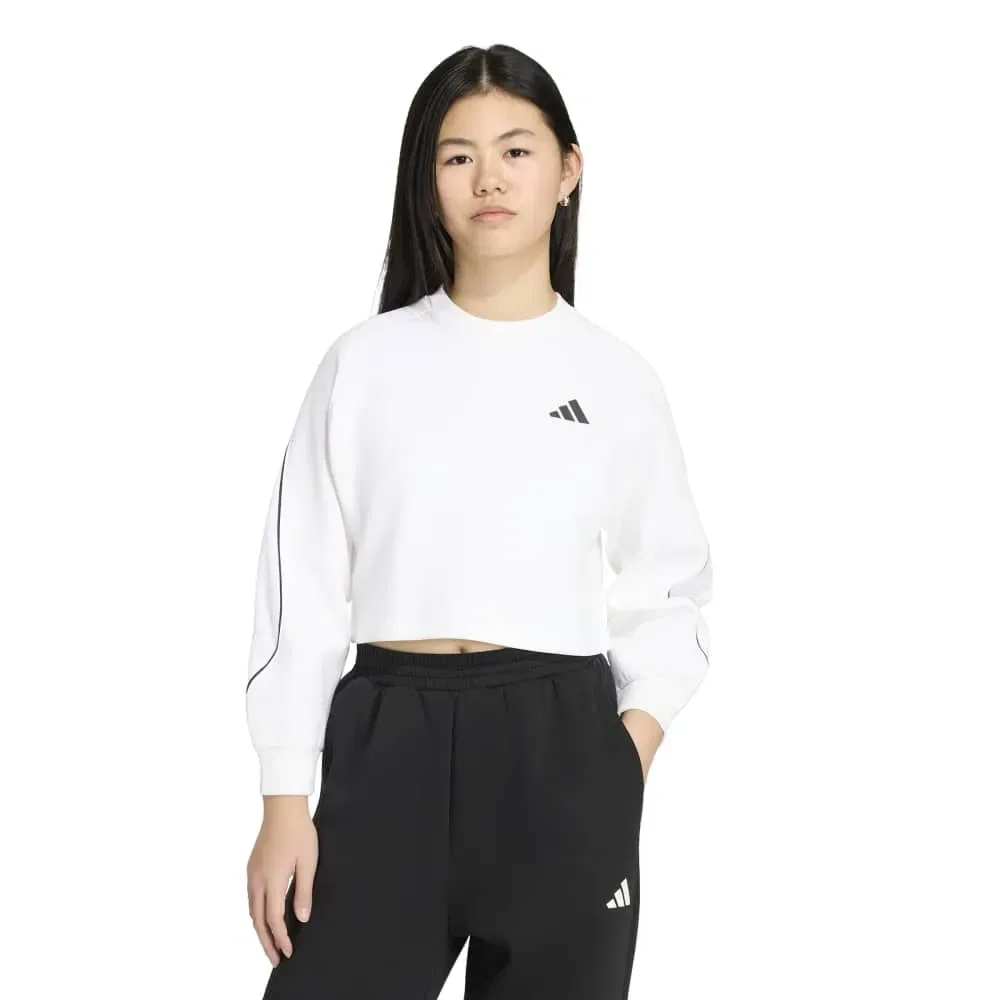Детский свитшот для девочек с V-образным вырезом Stadium Adidas, White