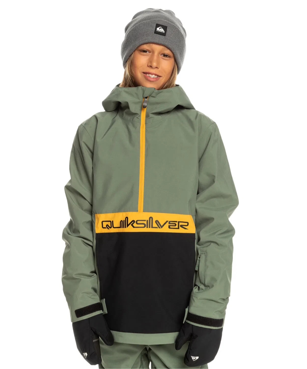 Детская анорака с брендовым логотипом Quiksilver STEEZE YOUTH JK, Зеленый