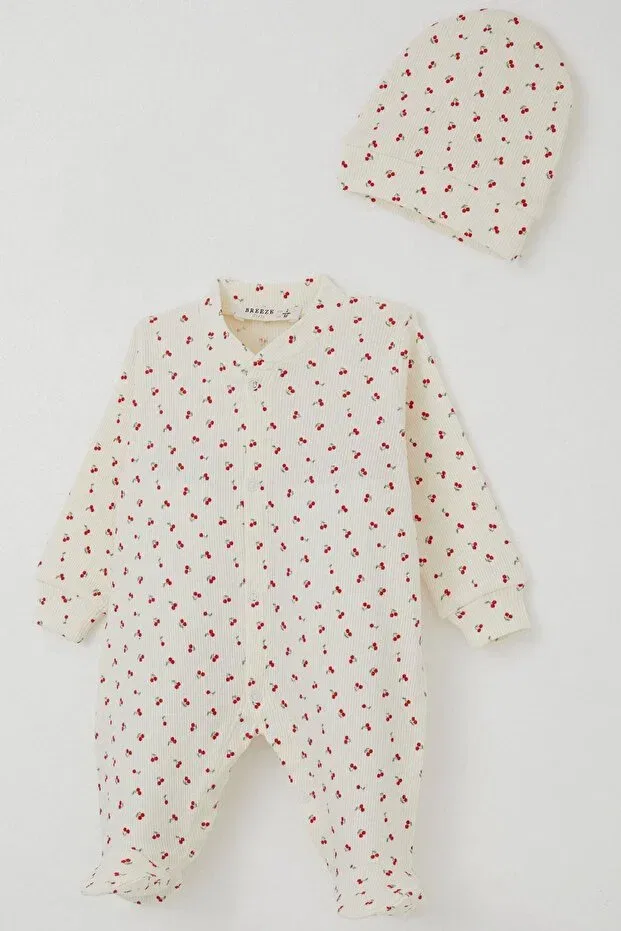 Детский комбинезон для девочек с принтом Cherry Garden Breeze, Nude Color — фото 3