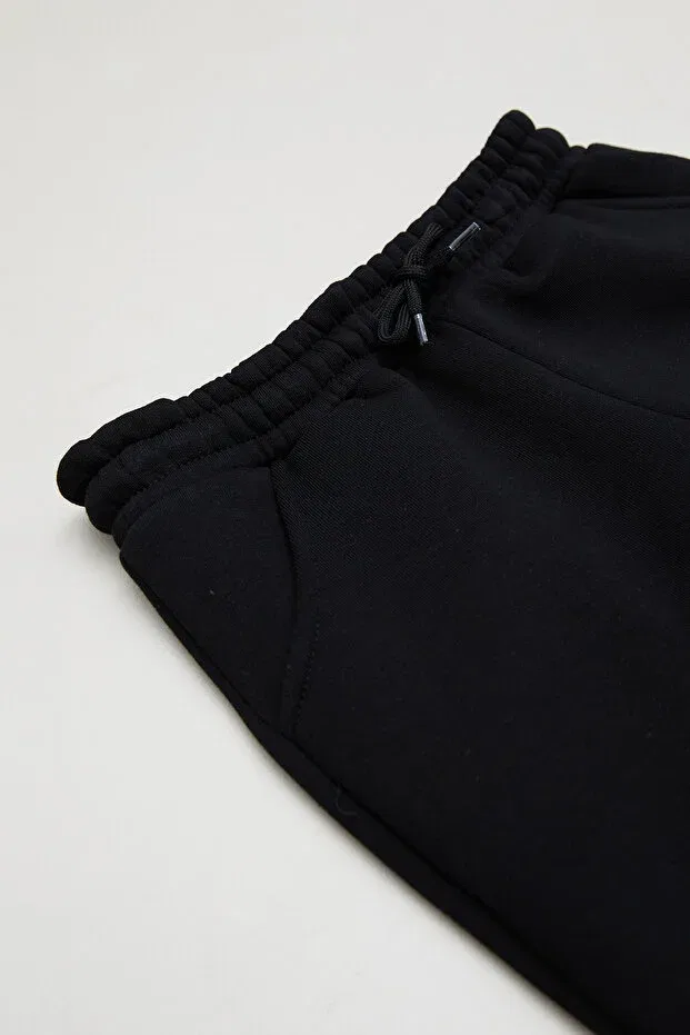 Детские спортивные штаны для девочек с принтом 3 Thread Letter Printed Fulla Moda, Black — фото 2