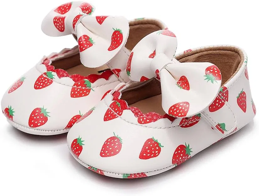 Детские туфли Мэри Джейн для девочек с бантом Clowora, Strawberry — фото 4