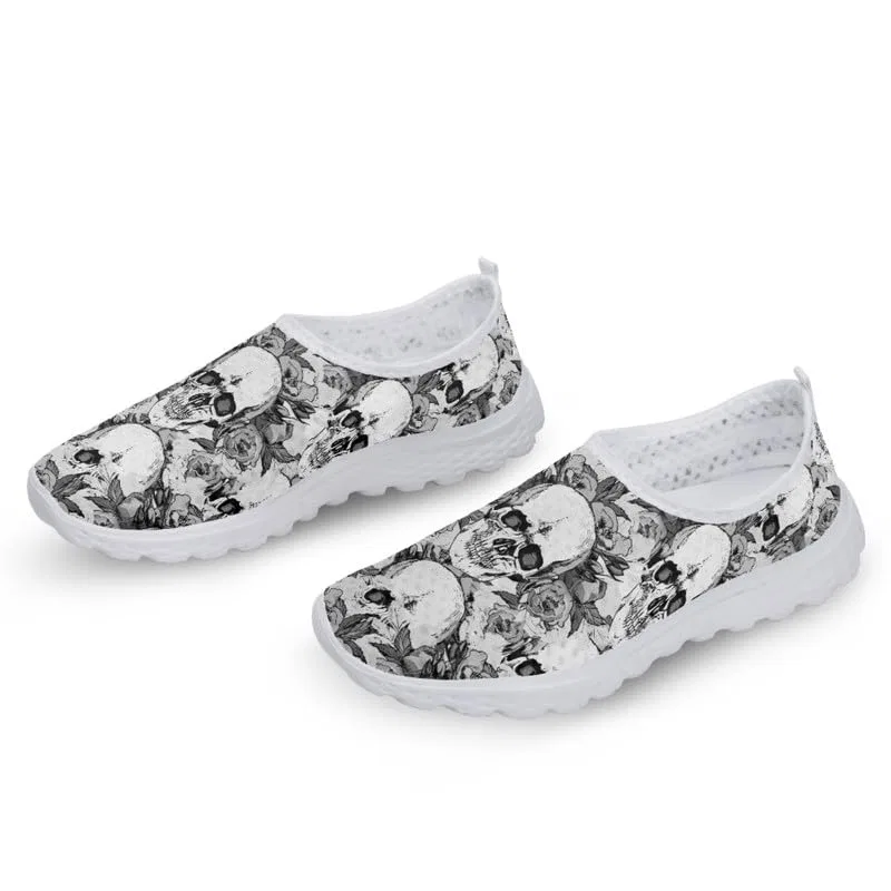 Детские кроссовки для девочек с принтом Flower Skulls Garronmavis, Retro Flower Skulls — фото 3