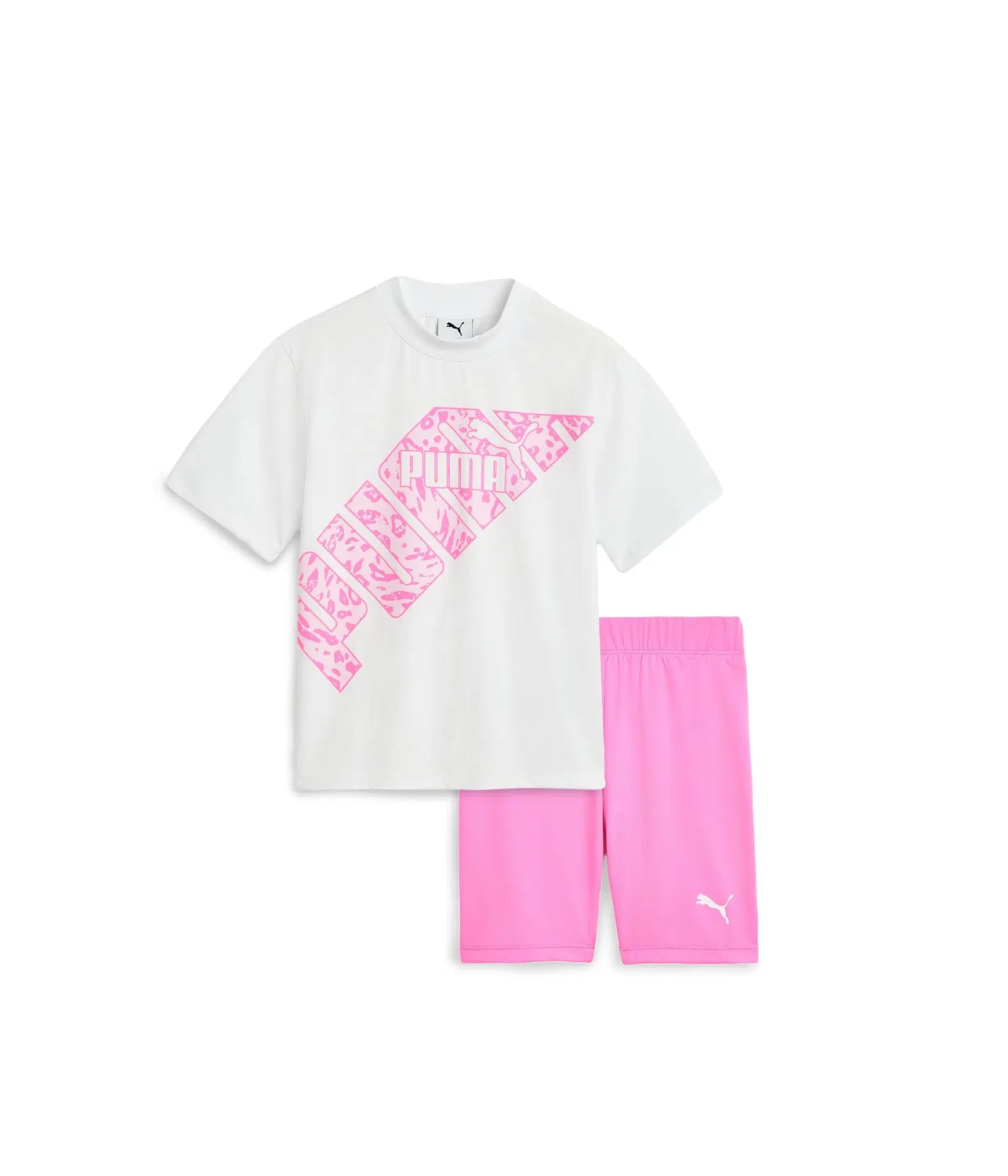 Комплект из футболки и велосипедных шорт (для детей постарше) Puma Kids, White/Pink