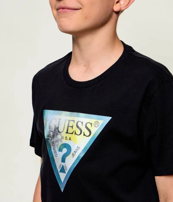 Детская футболка с круглым вырезом Guess, черный — фото 4
