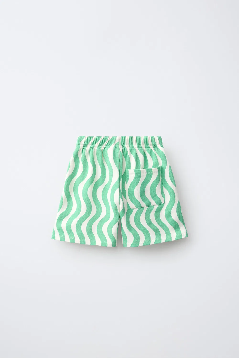 Плюшевые бермудские шорты с волнообразным принтом ZARA, Green — фото 2