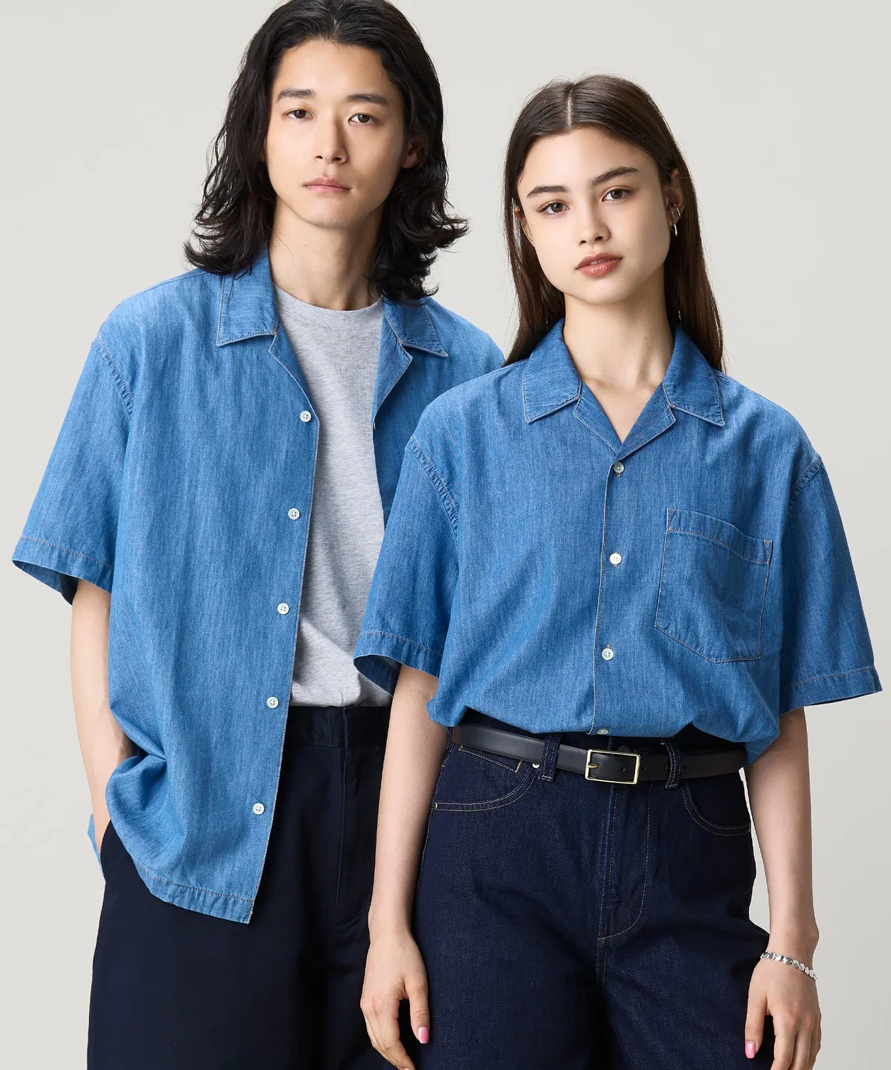 Мужская рубашка из денима с открытым воротником Oversize LACOSTE, Light Blue — фото 2