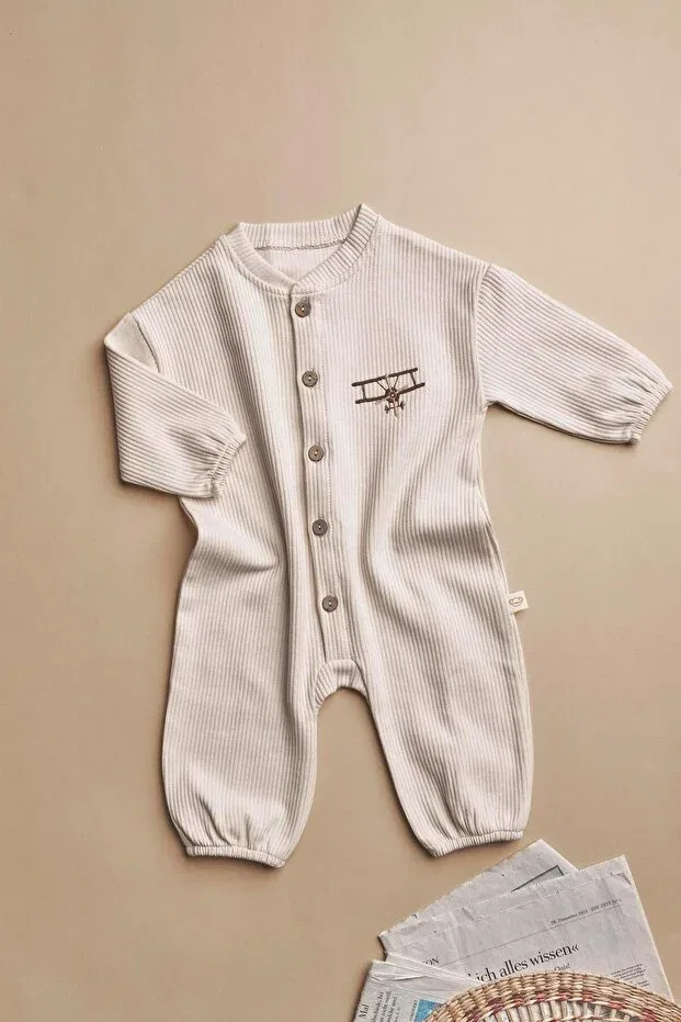 Детское боди-комбинезон с длинным рукавом Little Aviator Baby Romper Oh La La Koala For Little Ones, Nude Color