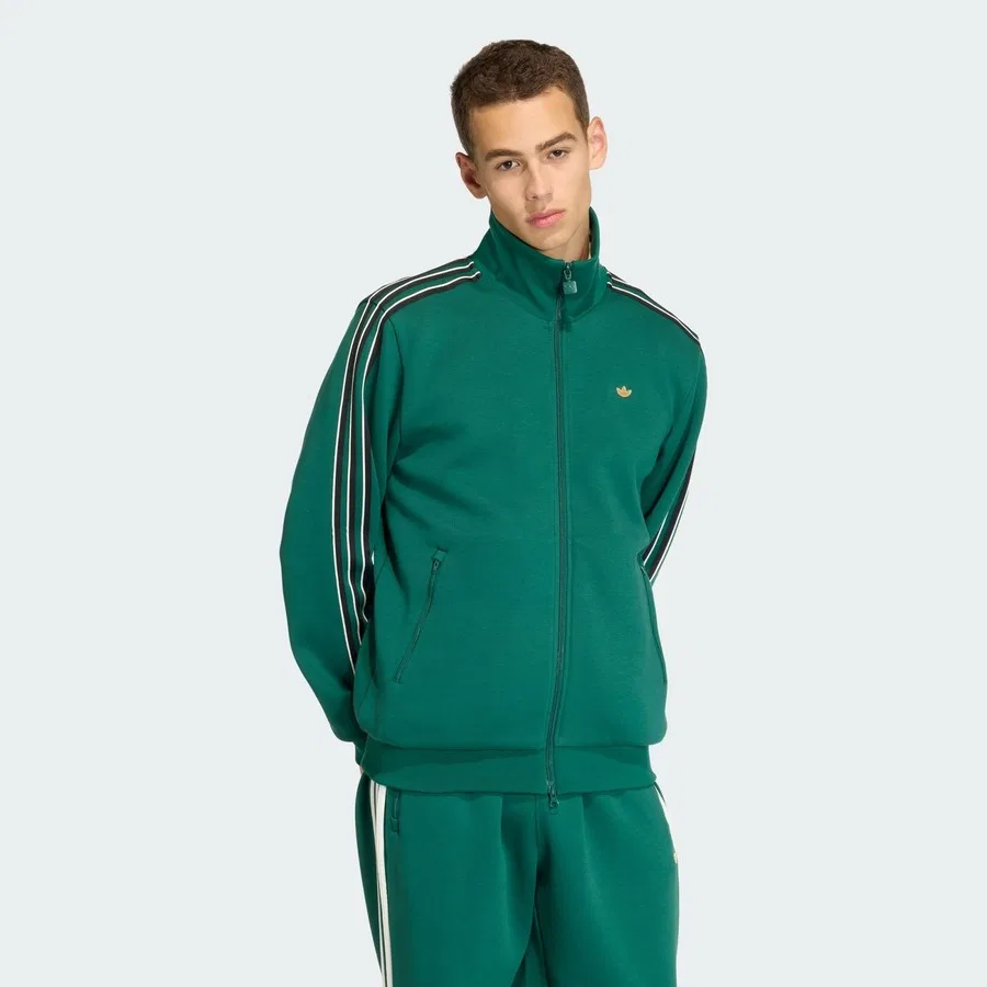 Мужская олимпийка с длинным рукавом Classic Tipped Stripes Track Top adidas, Зеленый