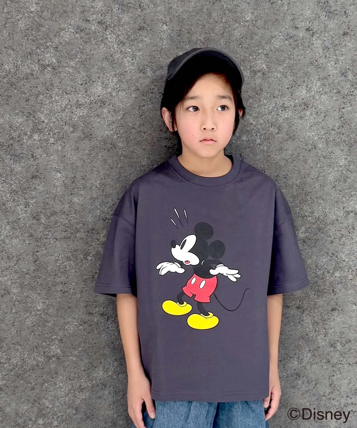 Детская футболка оверсайз с принтом MICKEY MOUSE Disney, Серый