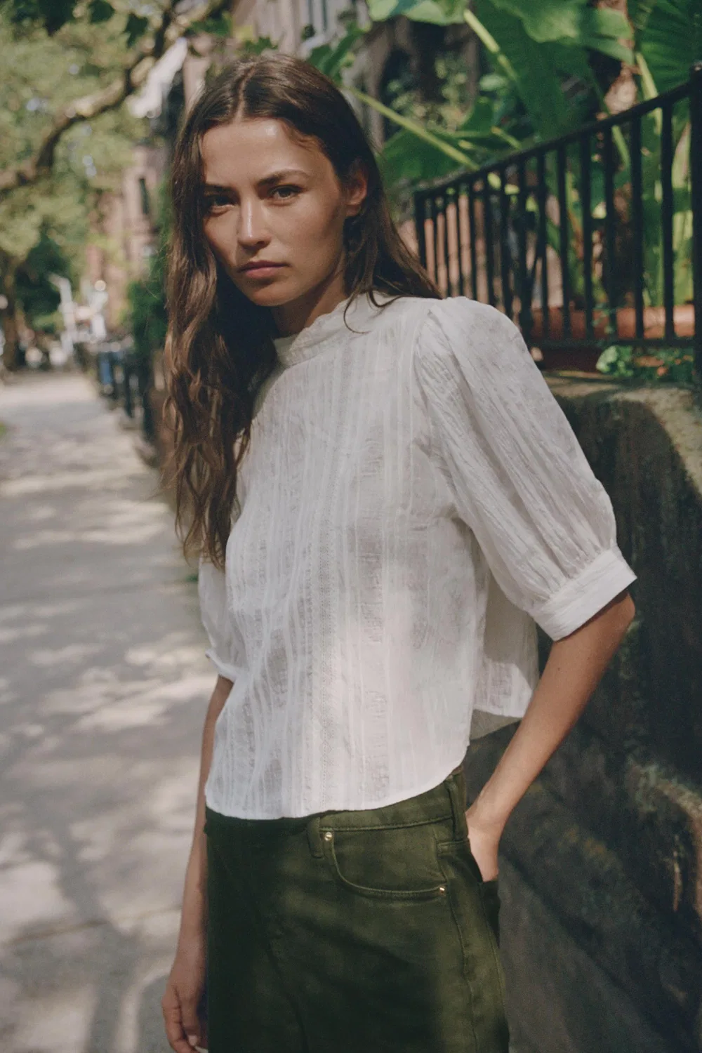Романтическая кружевная рубашка ZARA, White — фото 3