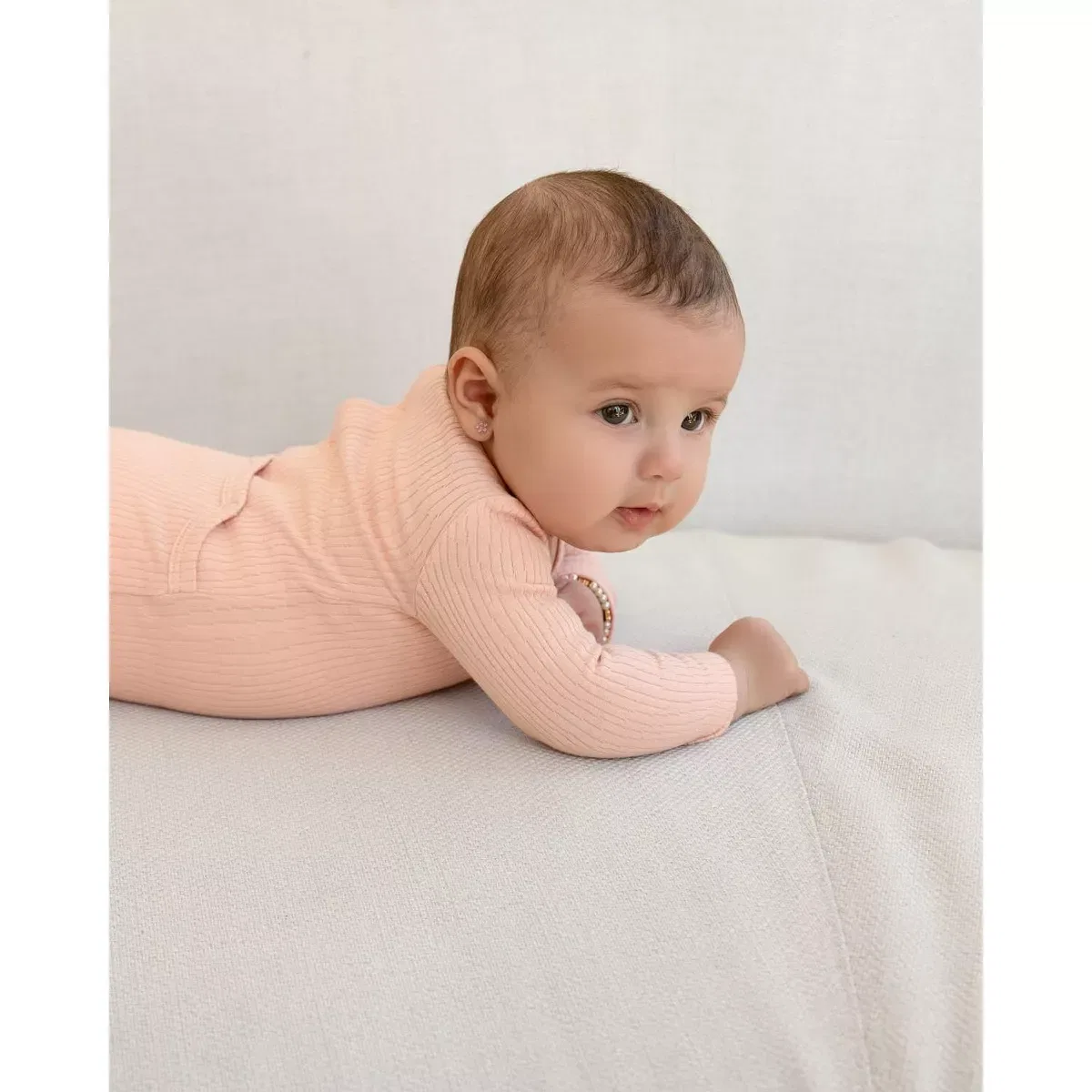 Детское боди-комбинезон для мальчиков с длинным рукавом NEWBORN, Seashell Pink — фото 3