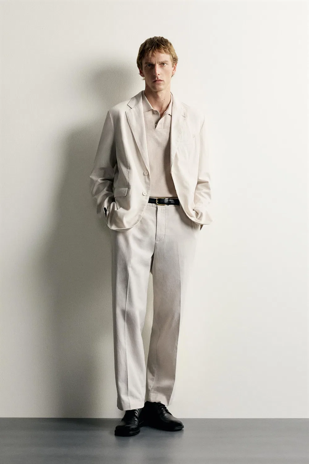 Блейзер свободного кроя с эффектом потертости ZARA, Stone