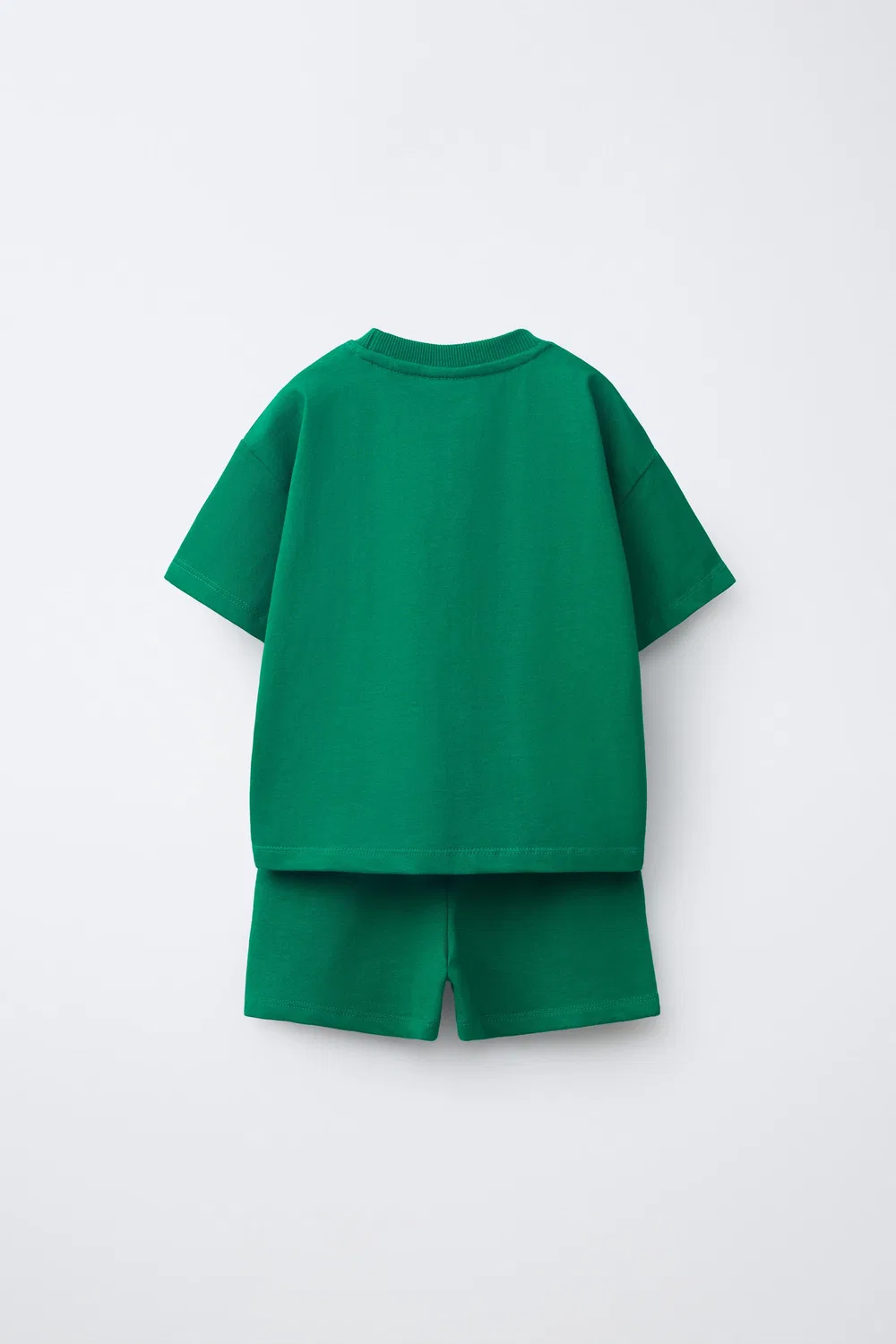 Комплект из спортивной футболки и шорт-бермуд с принтом в виде слогана ZARA, Green — фото 2