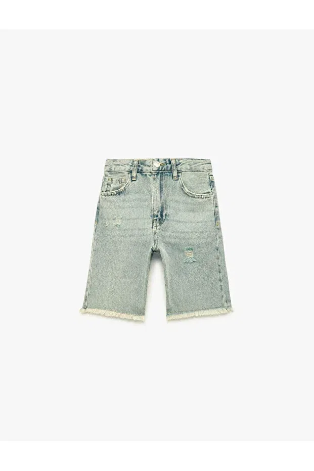 Детские шорты для мальчиков джинсовые Worn-Out detailed denim light indigo boys' shorts 6skb40018td Koton, Open Indigo