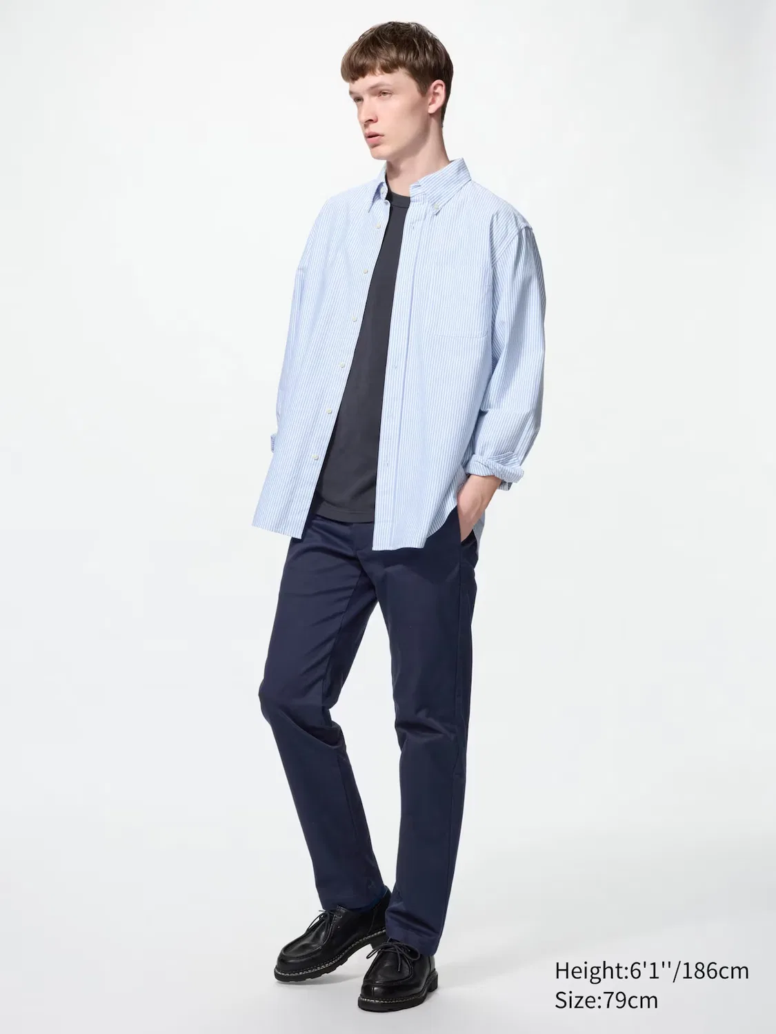 Брюки чинос Uniqlo, узкие, темно-синий