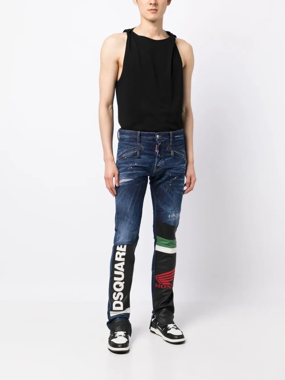 Узкие джинсы средней посадки Dsquared2, синий — фото 2