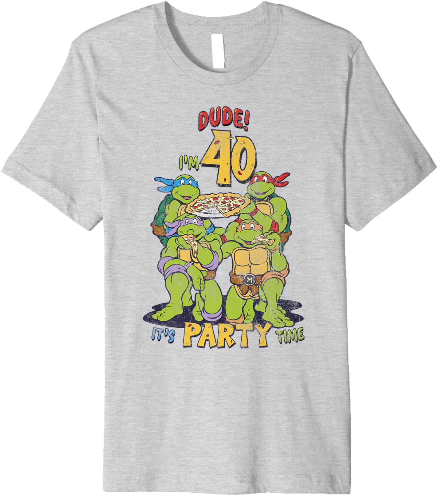 

Мужская футболка Teenage Mutant Ninja Turtles 40th Birthday Pizza Party Premium, серый вереск