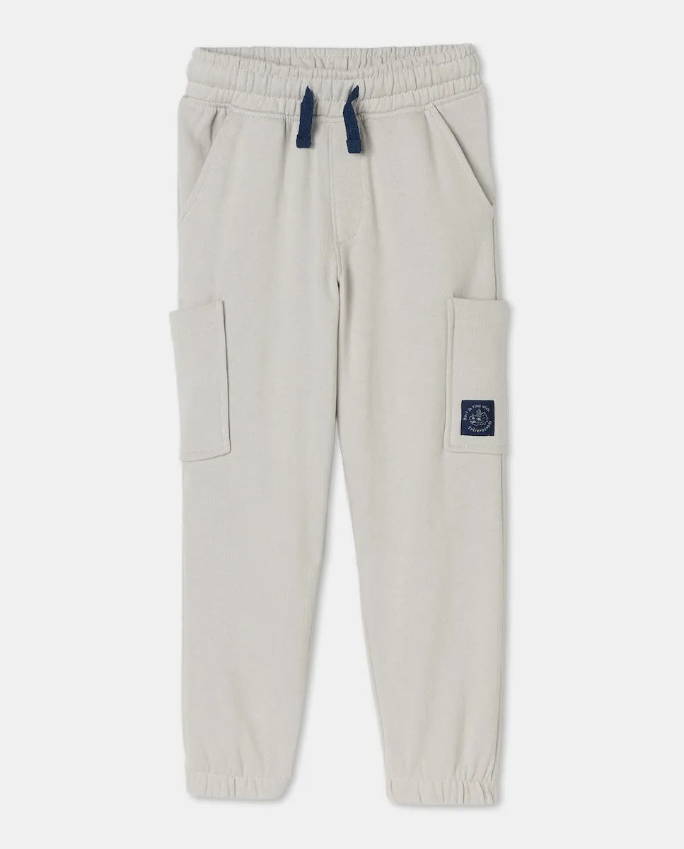 

Флисовые брюки-карго для мальчика с боковыми заплатками Kids El Corte Inglés, светло-серый