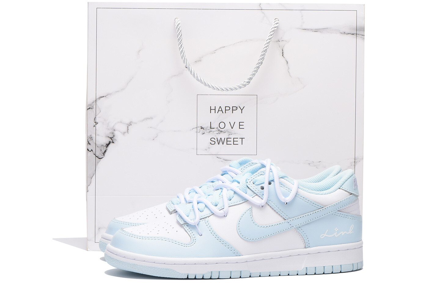 

Кроссовки Nike Dunk Skateboard Shoes Women's Low-Top White Blue, Синий, Кроссовки Nike Dunk Skateboard Shoes Women's Low-Top White Blue