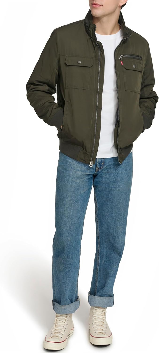 Мужская куртка-бомбер Levi's с воротником-стойкой, Army Green — фото 2