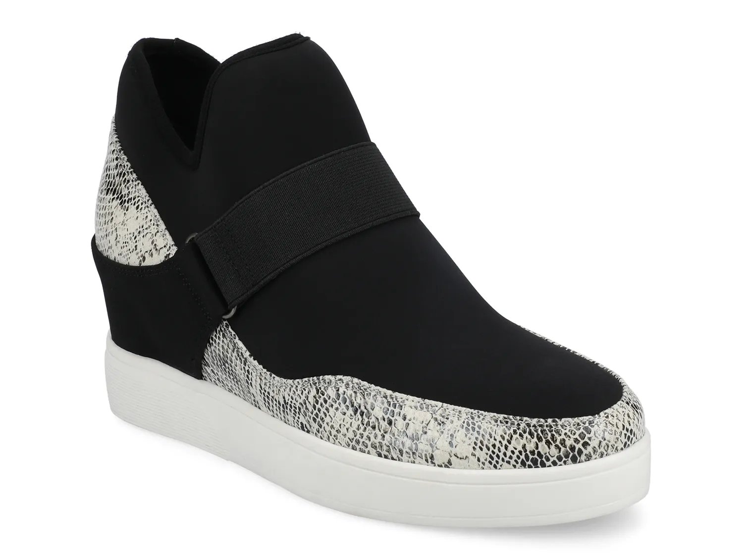 Кроссовки Journee Damari Wedge Sneaker, Black/Grey Snake Print
