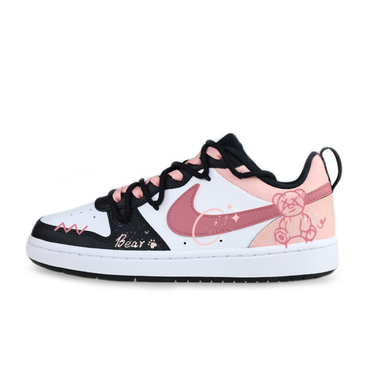 

Кроссовки Nike Court Borough Skateboarding Shoes Women's Low-top Black Pink White, черный