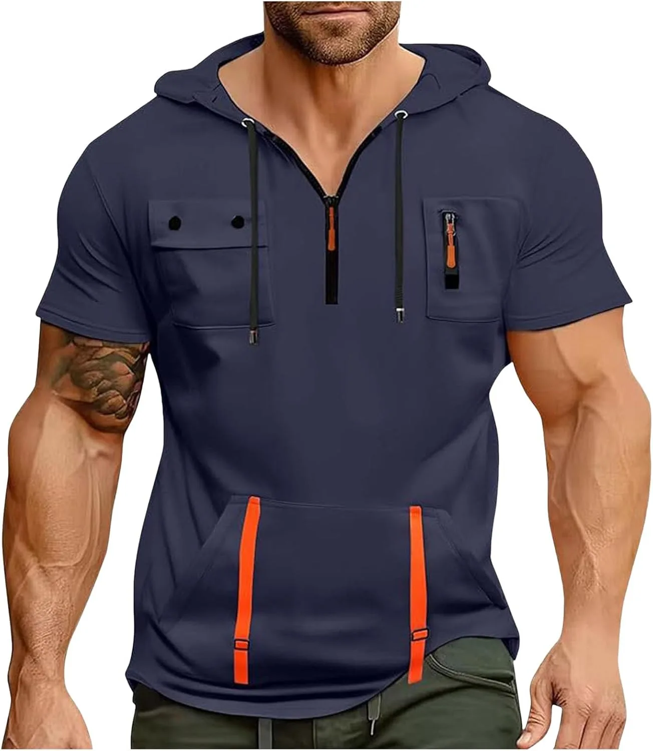 

Мужская толстовка с капюшоном на молнии и шнурками