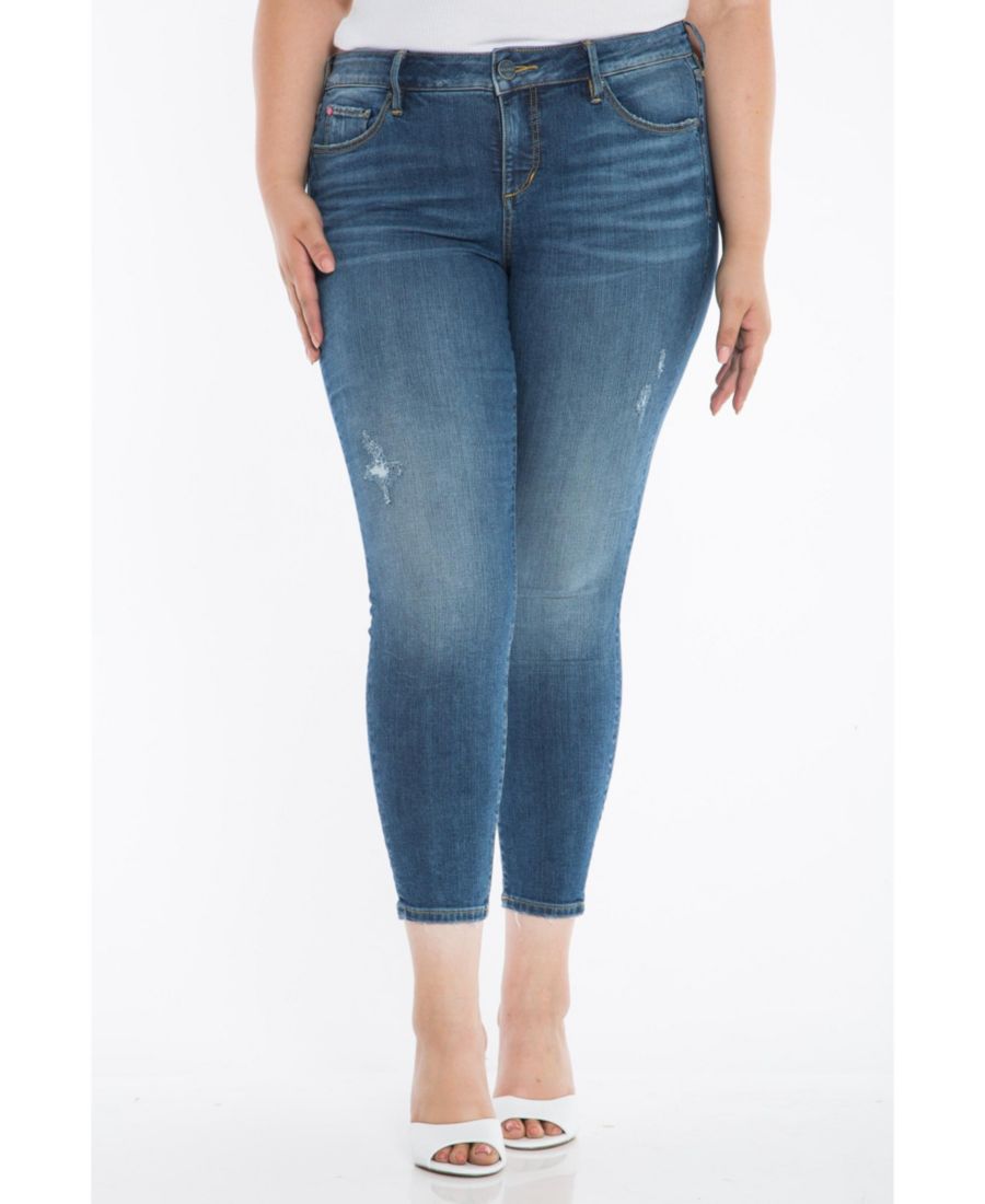 

Джинсы больших размеров, средняя посадка, зауженные, длина внутреннего шва 28 дюймов - цвет "Грозовый" SLINK Jeans, No Color