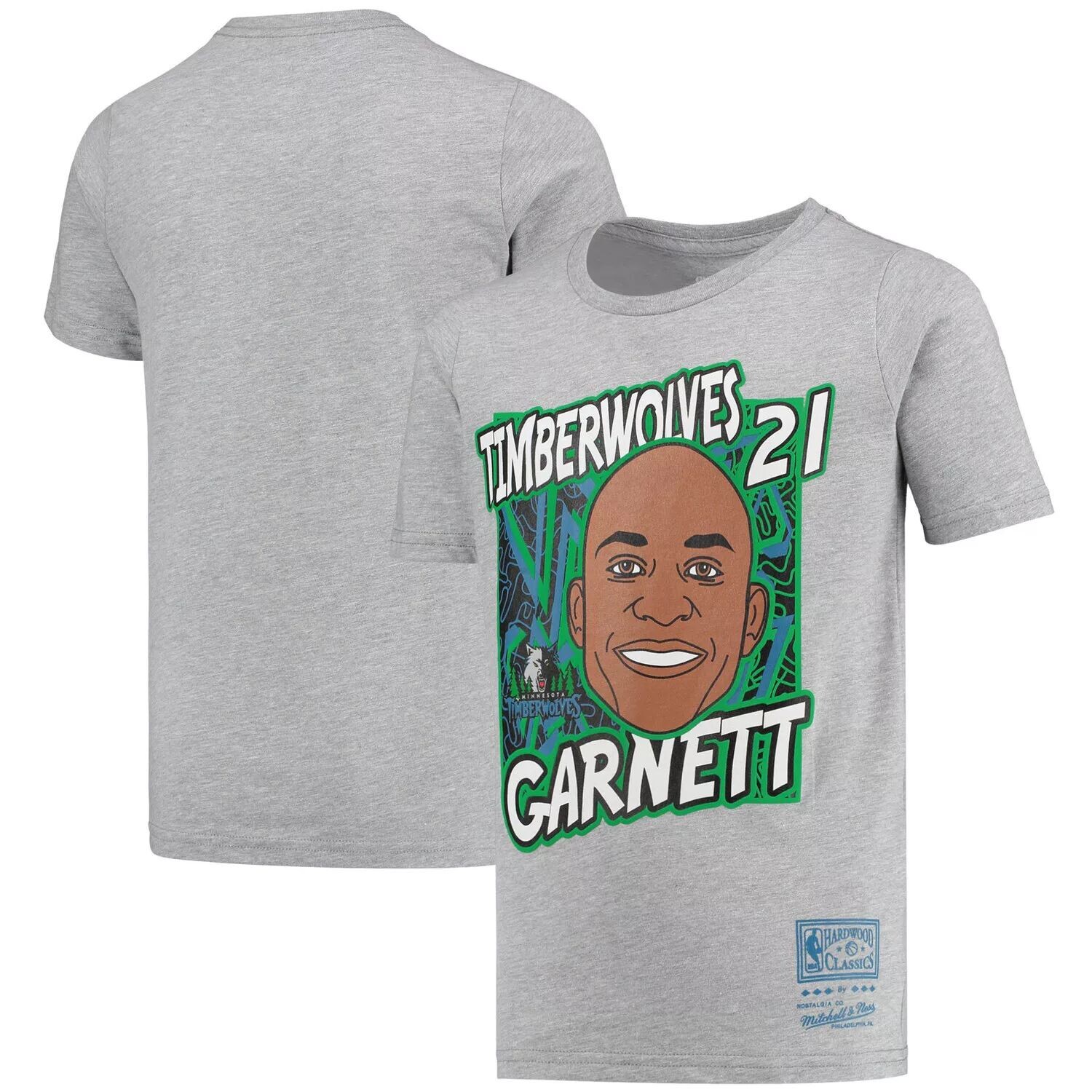 Молодежная футболка Mitchell & Ness Kevin Garnett Grey Minnesota Timberwolves Hardwood Classics King of the Court Player Футболка Unbranded — фото 4