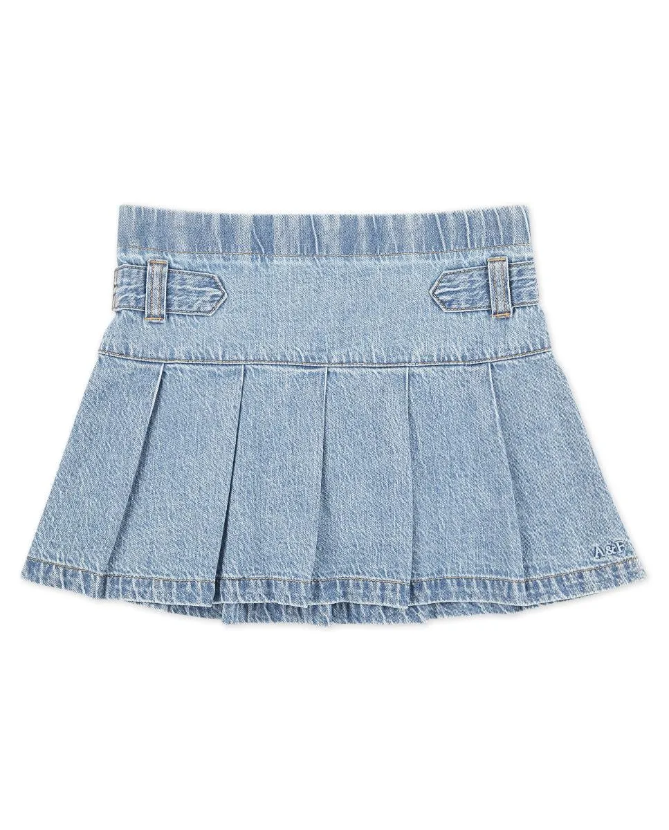 

Плиссированная юбка-шорты с джинсовым ремешком для девочек Abercrombie, синий