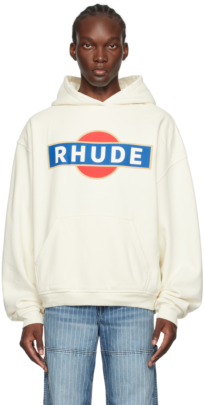 

Белоснежная Винтажная Толстовка Racer С капюшоном Rhude, Vtg white