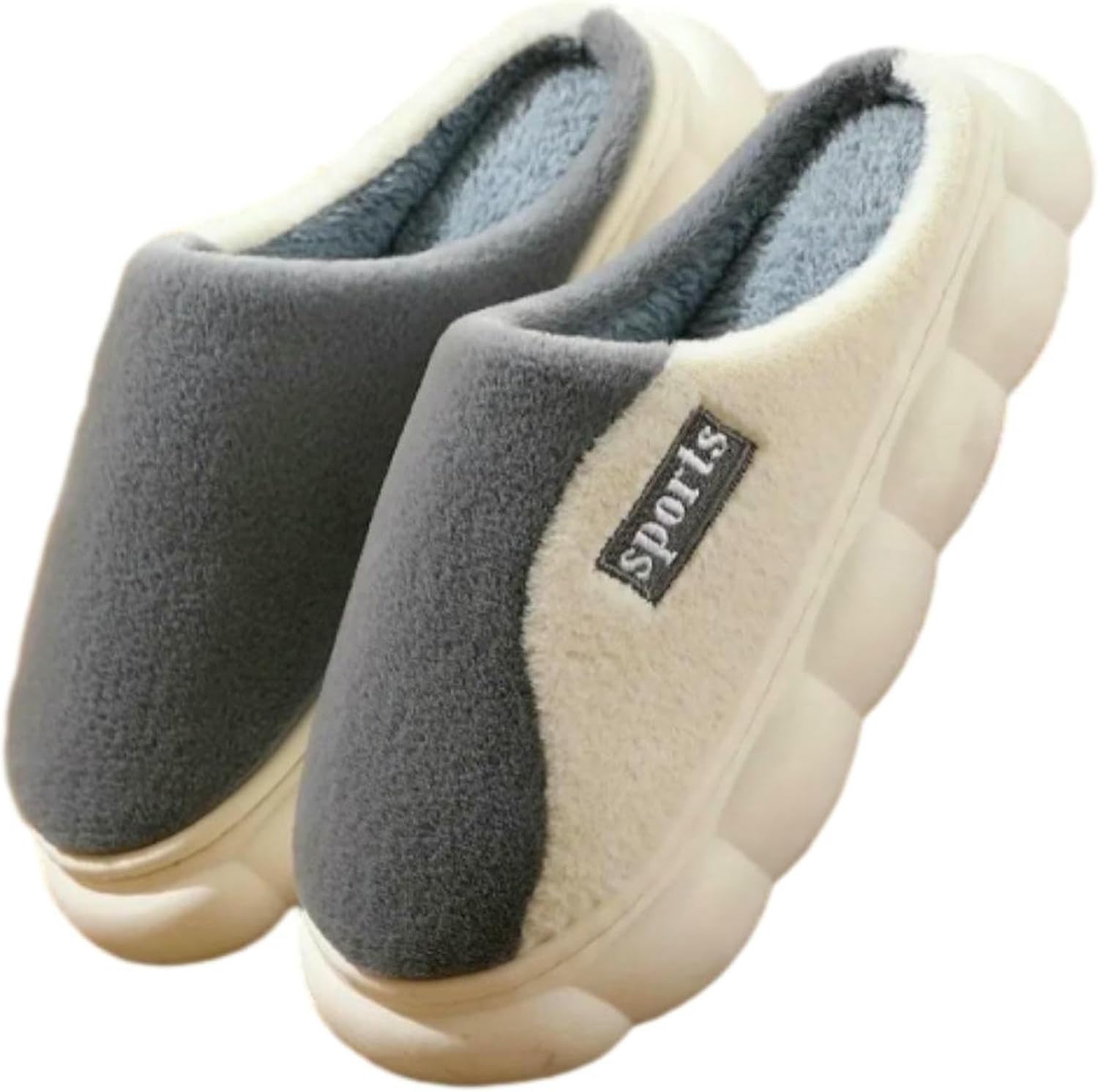 

ZERAOKE Мужские зимние тапочки для дома на 8, 9, 10 размеры, плюшевые, мягкие, теплые, с не скользящей подошвой, уютные с толстой подошвой, серый