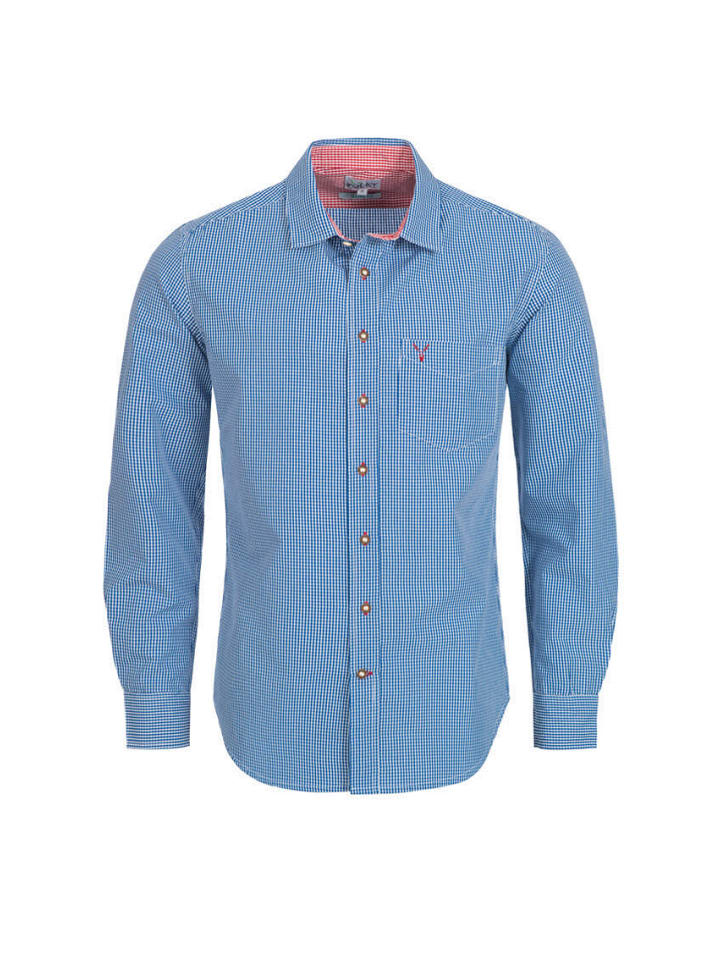 

Традиционная рубашка Ральф с длинными рукавами синего цвета Nübler