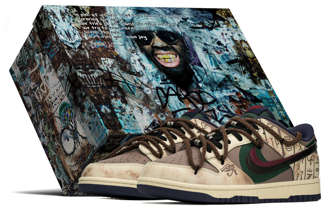 

Кроссовки Nike Dunk Skateboarding Shoes Men Low-top Black/brown/red, коричневый/красный/черный