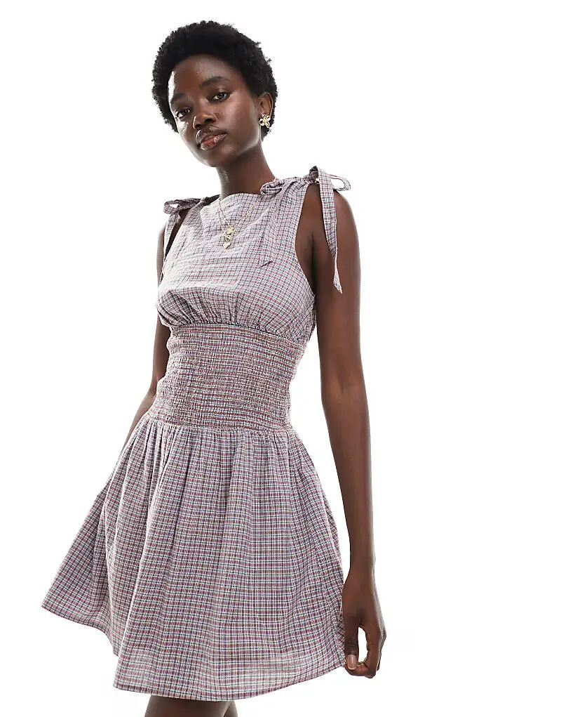 

Мини-платье Cotton On Lola с завязками на плечах в клетку Lola Cotton On