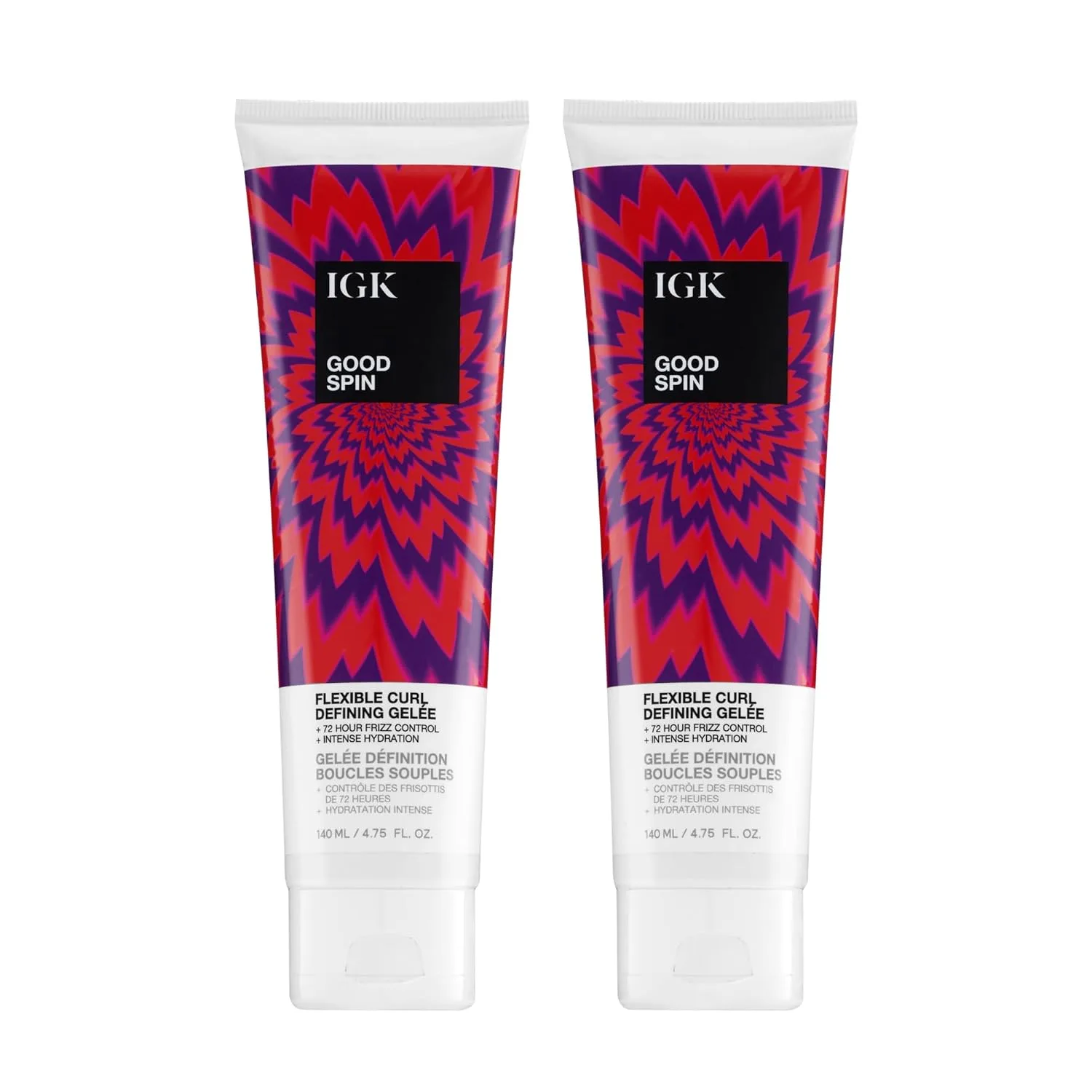 IGK Good Spin Flexible Curl Defining Gelée 2 упаковки - гель средней фиксации для вьющихся и волнистых волос, контроль завитков, защита от пушистости и блеск, без силиконов, веганский и безопасный для окрашенных волос