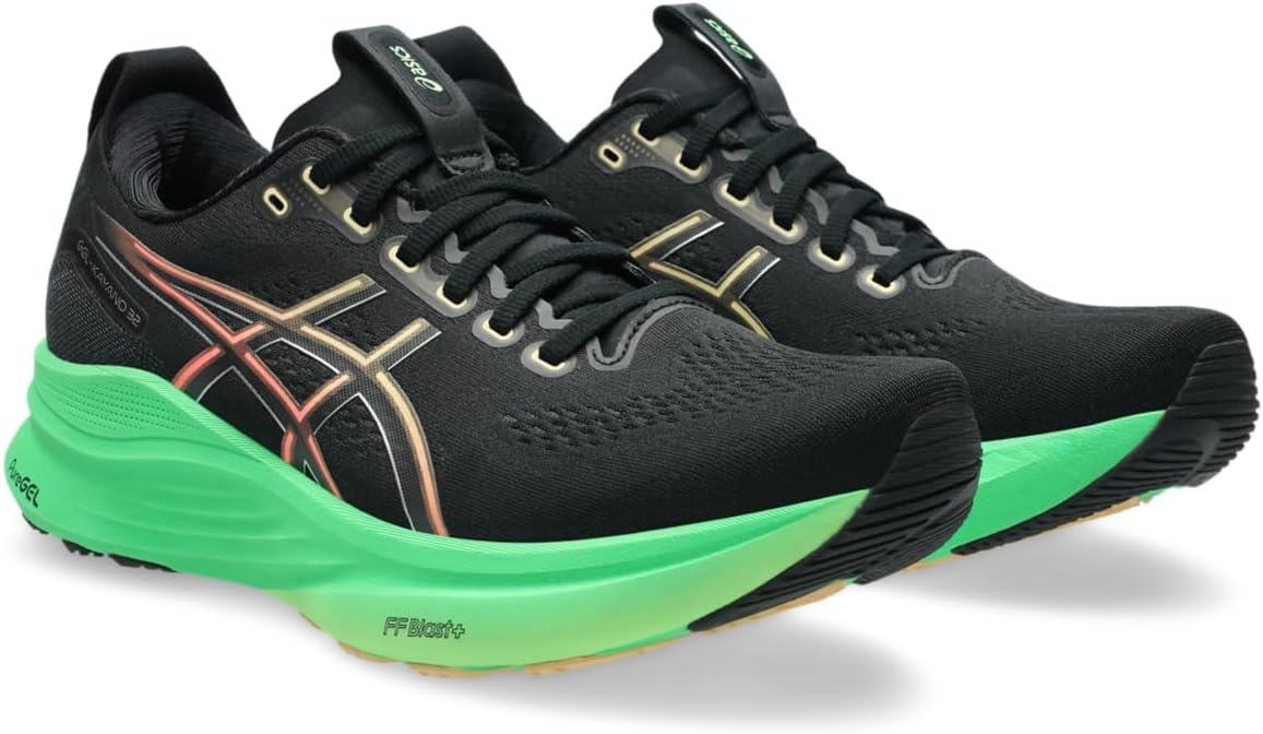 Мужские кроссовки для бега ASICS Gel-Kayano 32, черный/зеленый/ярко-зеленый — фото 2
