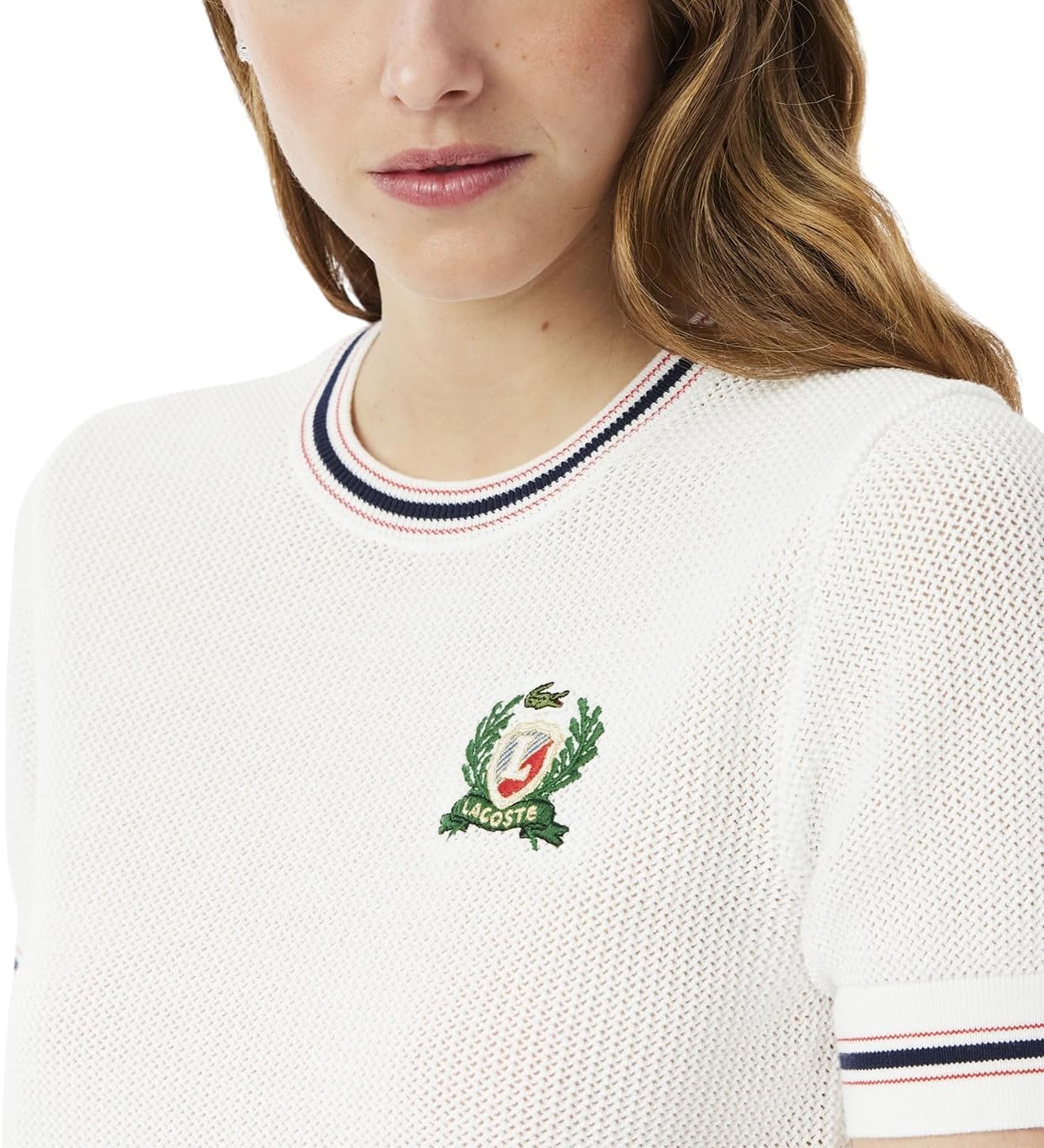 Свитер Lacoste Flour, с вышитым логотипом, Франция, бежевый — фото 2