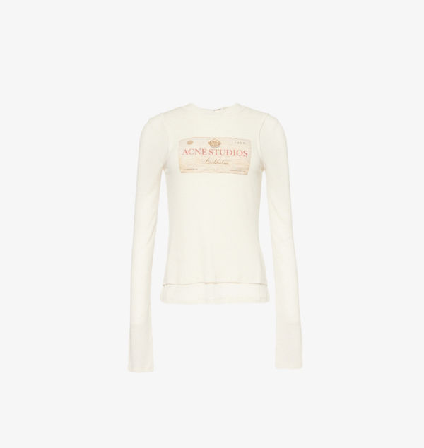 

Топ из модала с многослойным принтом и фирменным принтом Acne Studios, бежевый