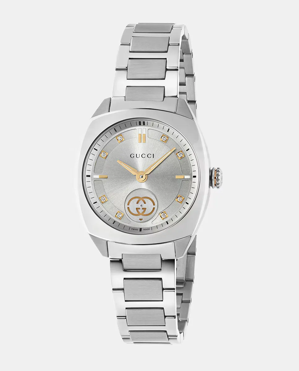 

Interlocking G YA142510 женские часы из зеленой резины Gucci, серебрянный
