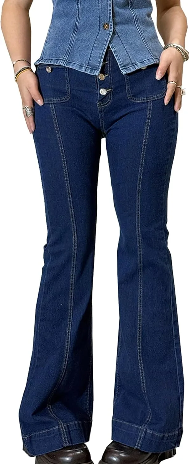 

Джинсы женские low waist bell bottom y2k solid color bootcut MBZJSDKHLK