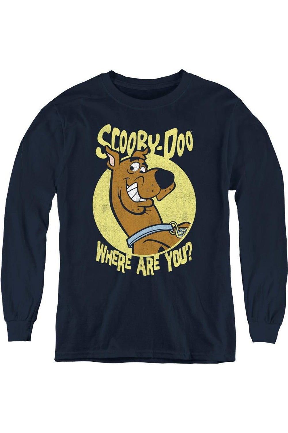 

Футболка с длинным рукавом Scooby Doo Where Are You для детей Gildan, темно-синий