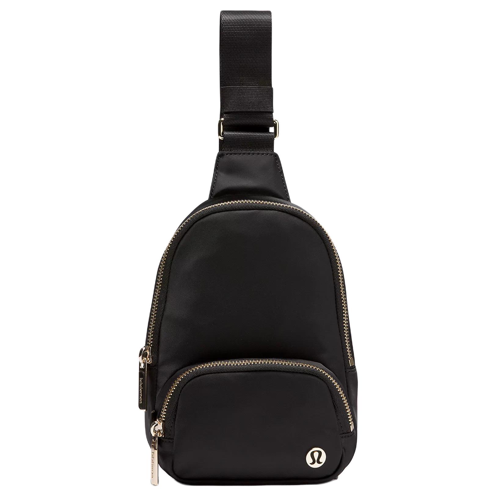 

Lululemon Нейлоновая сумка-слинг унисекс черная с золотом, Black & Gold